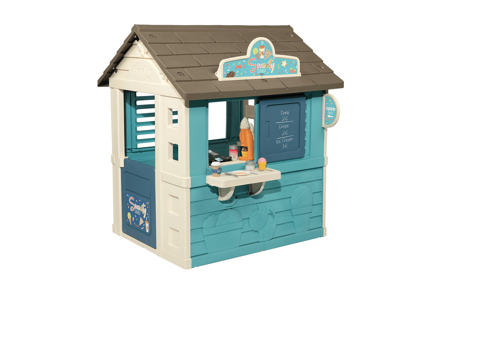 Chalet de jeu Sweety Corner Playhouse Smoby avec des aliments et des douceurs 18 accessoires avec un filtre UV à partir de 2 ans